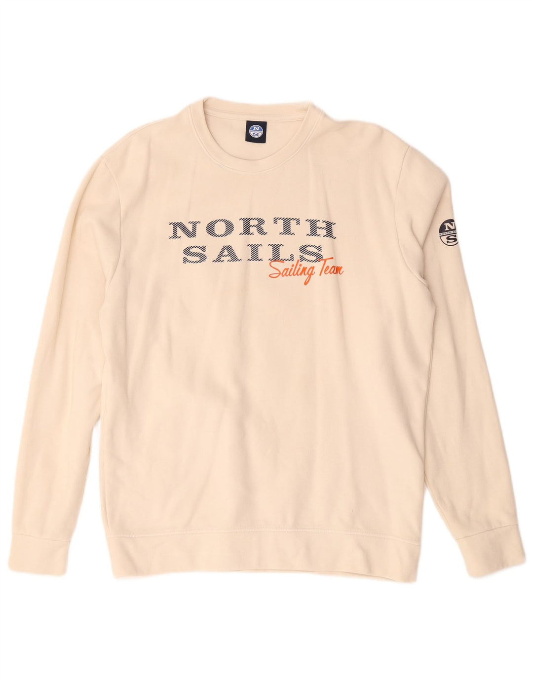Felpa con grafica da uomo North Sails Maglione XL in cotone bianco sporco