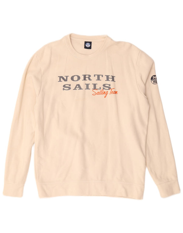 Felpa con grafica da uomo North Sails Maglione XL in cotone bianco sporco