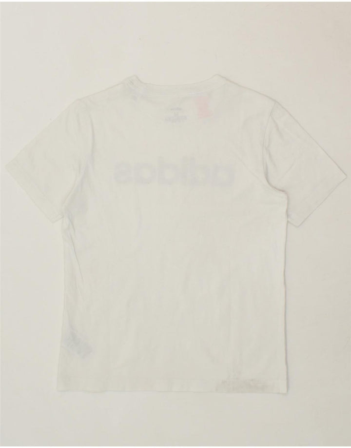 ADIDAS Boys Graphic T-Shirt Top 11-12 Years Medium White Cotton Vintage Adidas and Second-Hand Adidas from Messina Hembry 