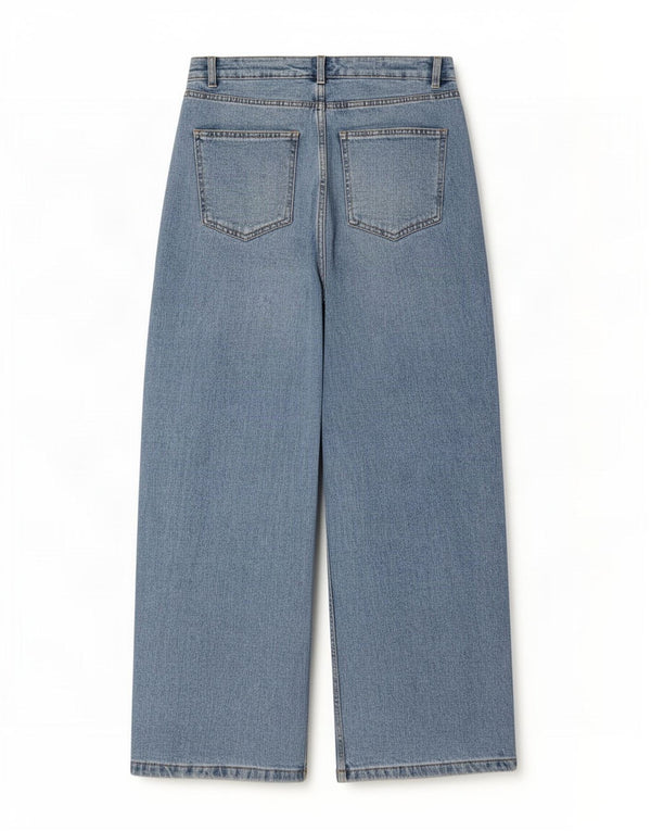 Jeans a gamba larga da donna Marks & Spencer UK 12 medio W30 L29 cotone blu