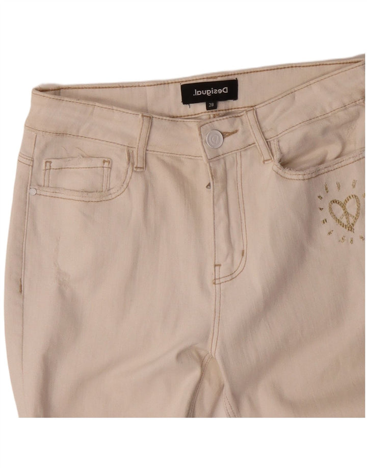 DESIGUAL Jeans slim da donna W28 L27 cotone bianco sporco