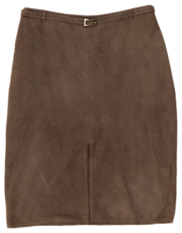 Vintage Womens Suede Skirt IT 44 Medium W26  Khaki Leather