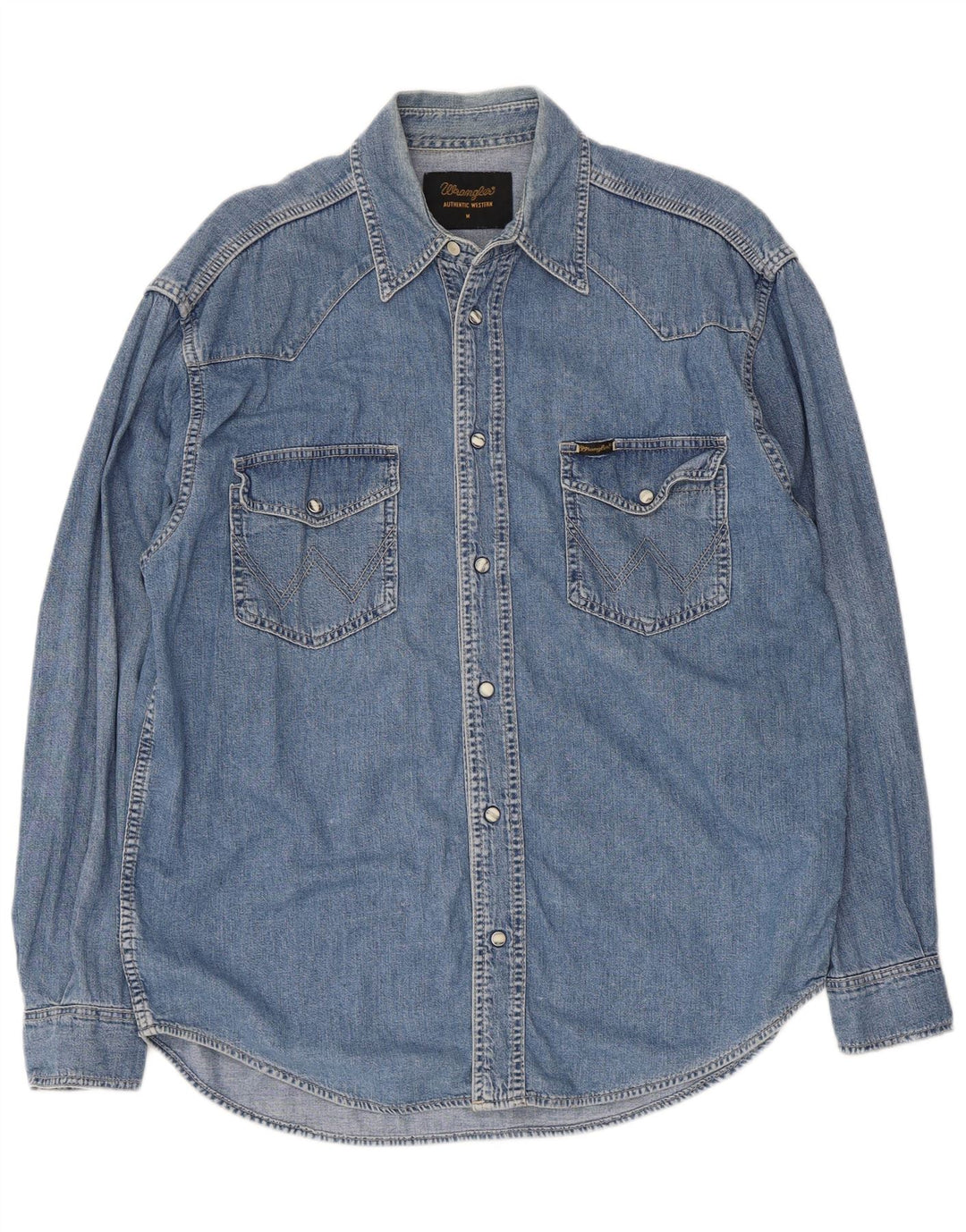 Camicia di jeans da uomo Wrangler in cotone blu medio