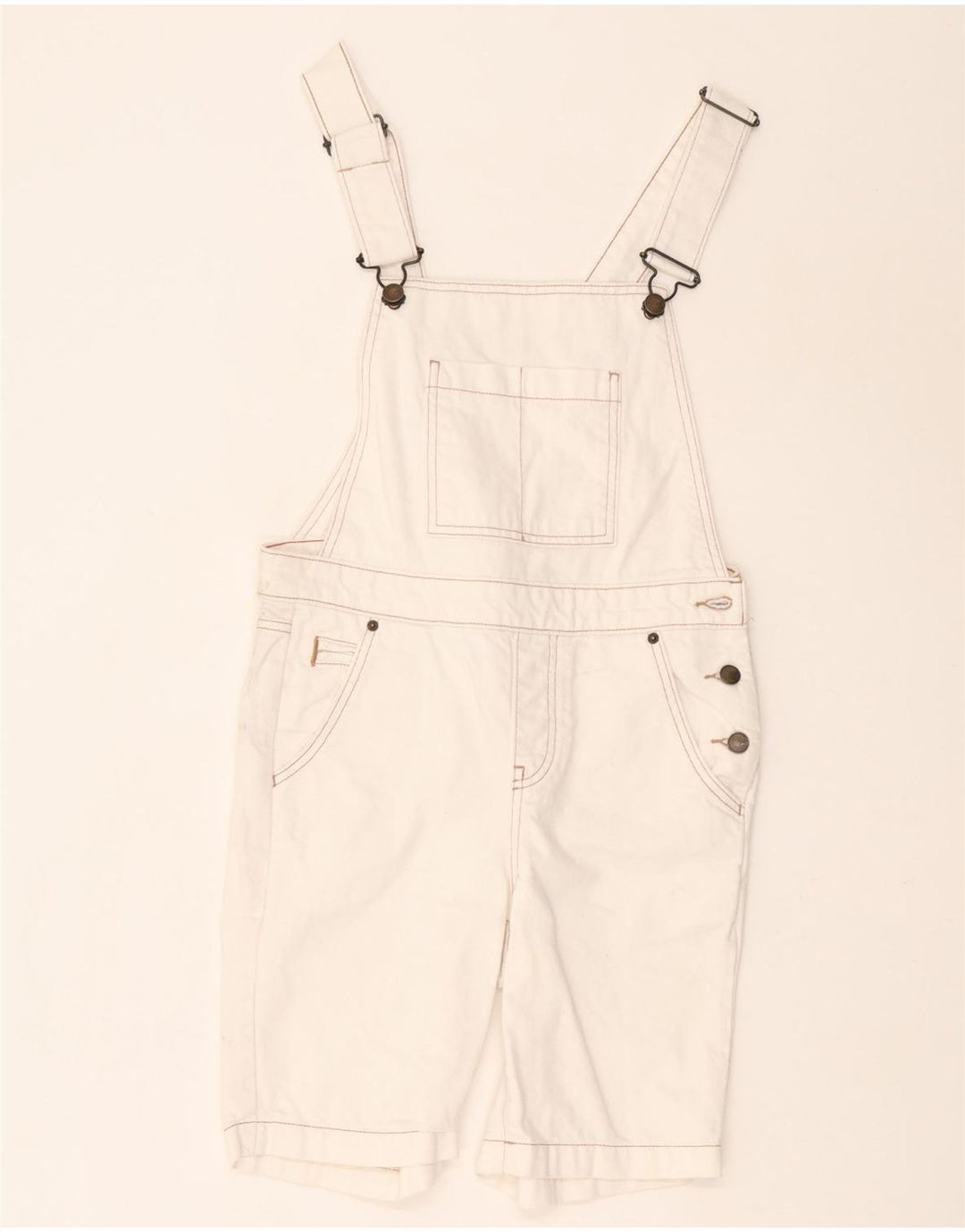 Pantaloncini salopette da donna White Stuff UK 8 piccoli W30 cotone bianco