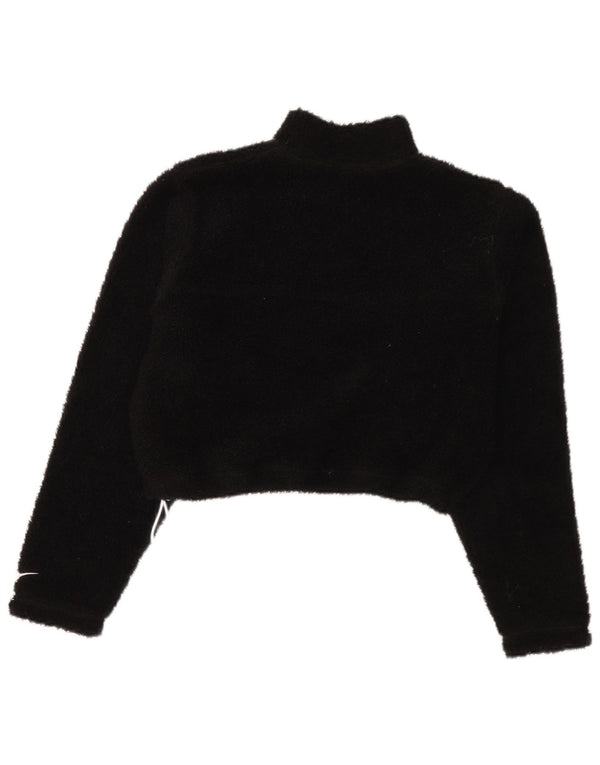 Maglione in pile Nike da donna oversize corto con collo e zip UK 10 piccolo nero