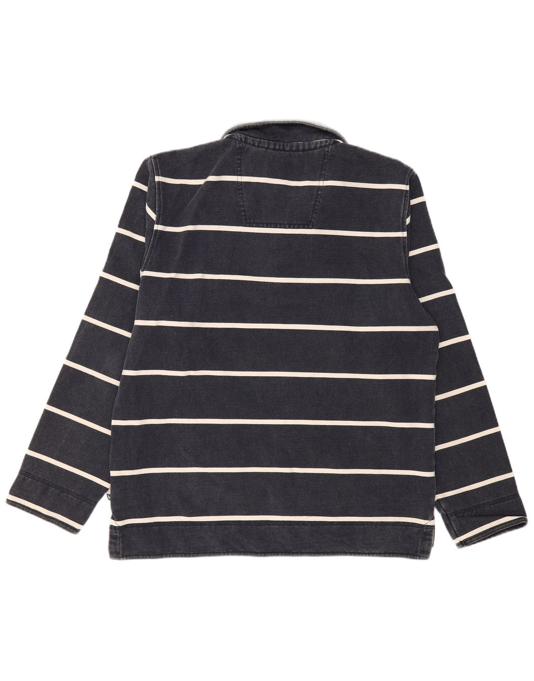 CREW CLOTHING Felpa da uomo con collo con zip, maglione grande a righe blu navy