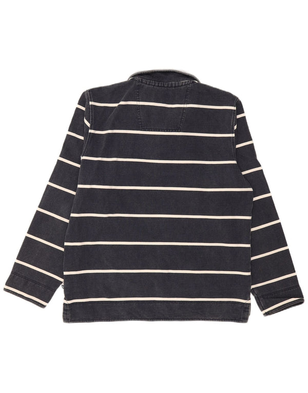 CREW CLOTHING Felpa da uomo con collo con zip, maglione grande a righe blu navy