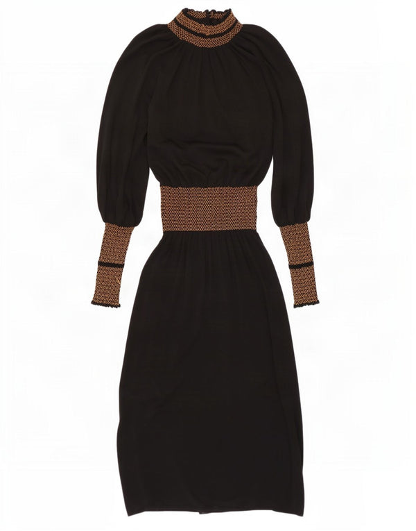 Vestito lungo a maniche lunghe da donna Zara UK 12 Viscosa color block medio nero