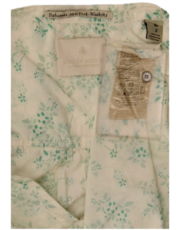MAISON SCOTCH Camicetta oversize da donna con maniche a 3/4 US 2 XS Verde floreale
