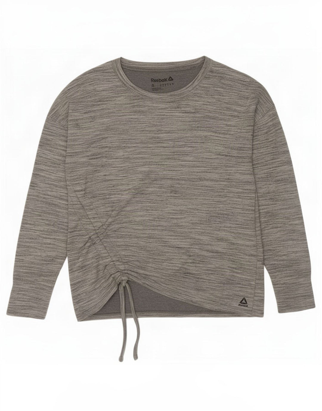 Reebok Top oversize da donna a maniche lunghe UK 10 Small Poliestere chiazzato grigio