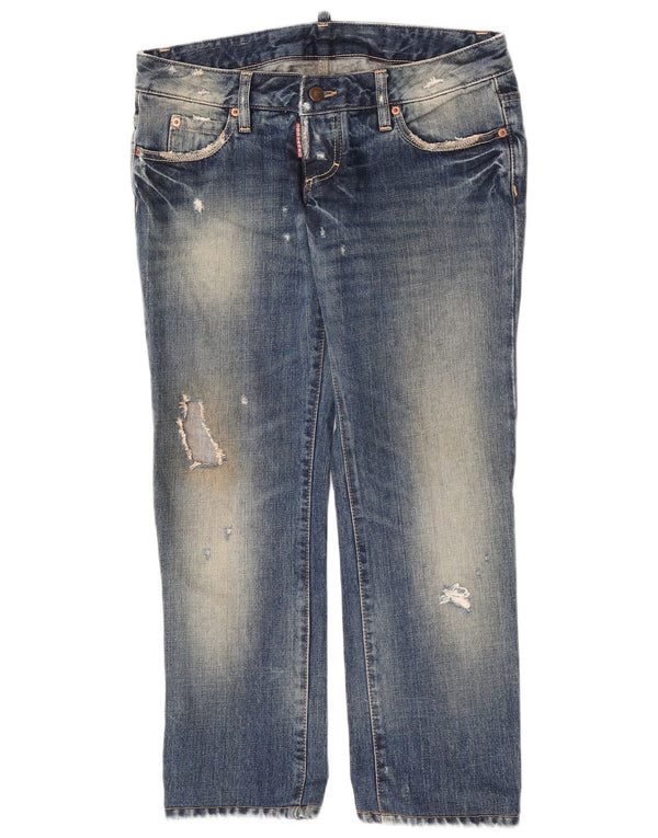 Jeans dritti invecchiati da donna Dsquared IT 44 medio W30 L27 cotone blu