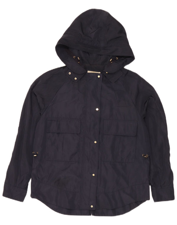 Giacca antipioggia con cappuccio da donna Zara UK 14 poliestere medio blu navy