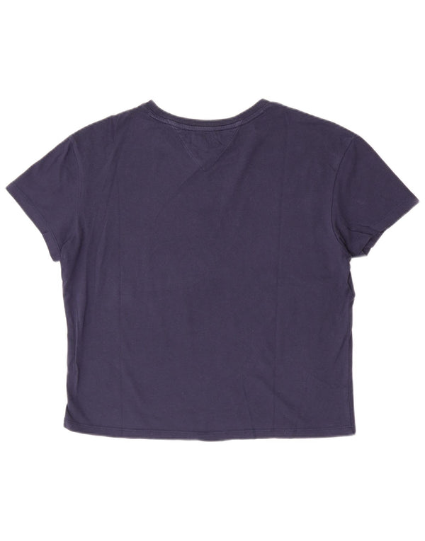T-shirt grafica da donna Tommy Hilfiger Top UK 12 cotone medio blu navy