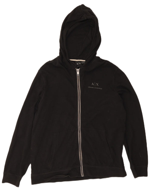 Maglione con cappuccio e zip da uomo Armani Exchange XL in cotone nero
