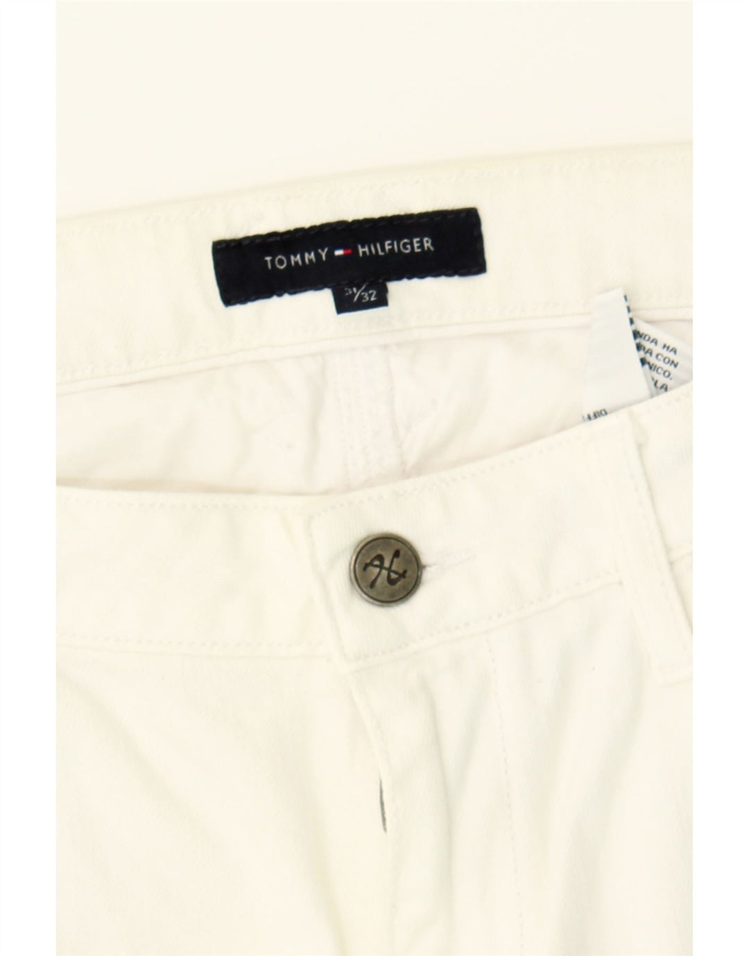 TOMMY HILFIGER Womens Straight Jeans  W31 L32 White Cotton Vintage Tommy Hilfiger and Second-Hand Tommy Hilfiger from Messina Hembry 