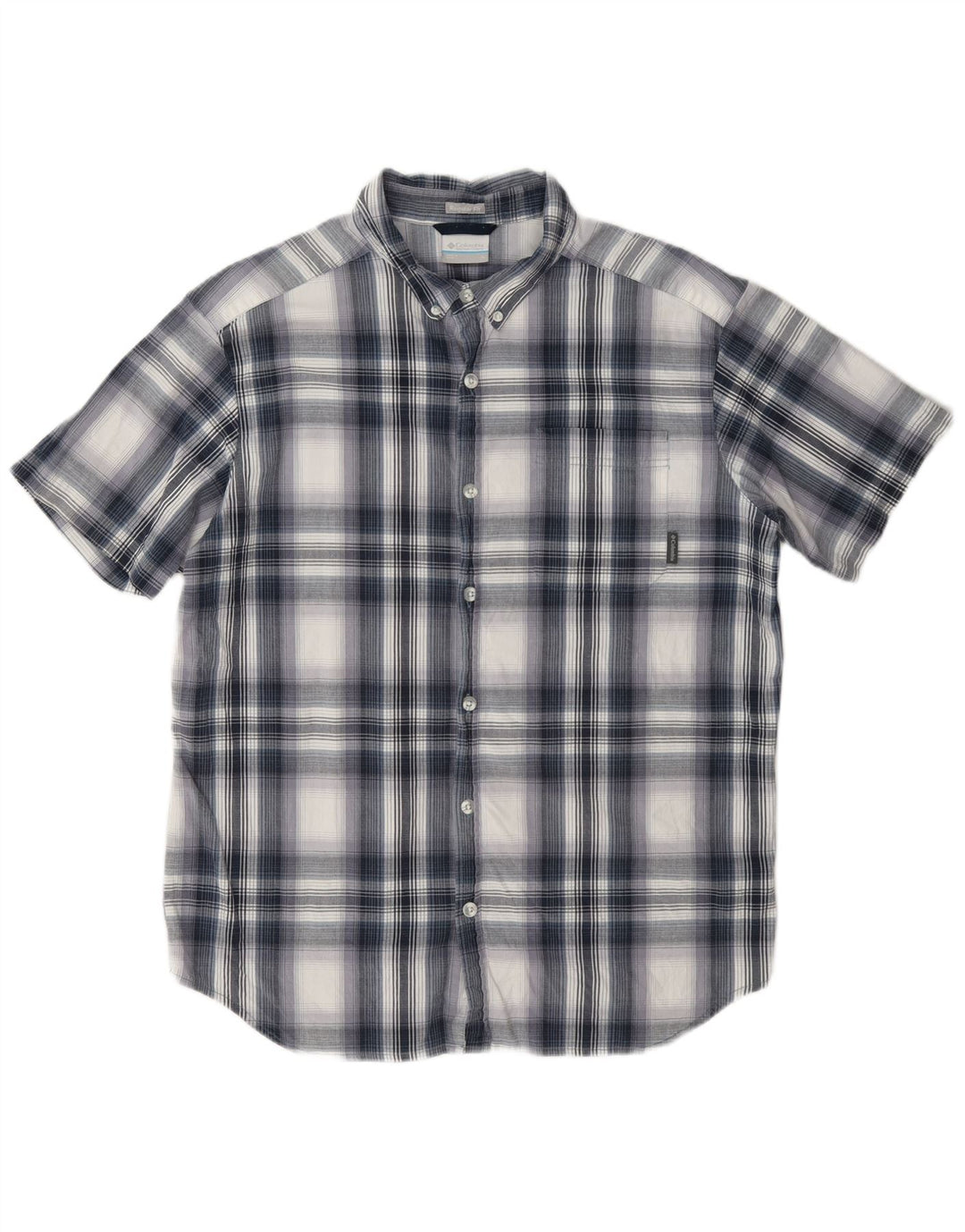 Camicia Columbia da uomo a maniche corte, vestibilità regolare, in cotone a quadri blu grandi