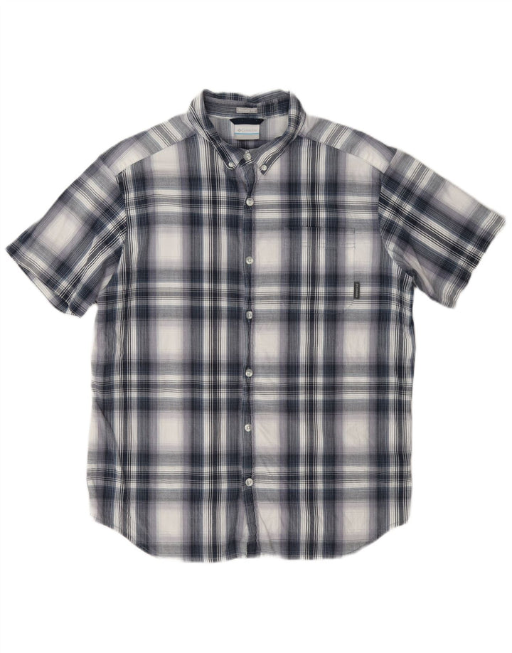 Camicia Columbia da uomo a maniche corte, vestibilità regolare, in cotone a quadri blu grandi
