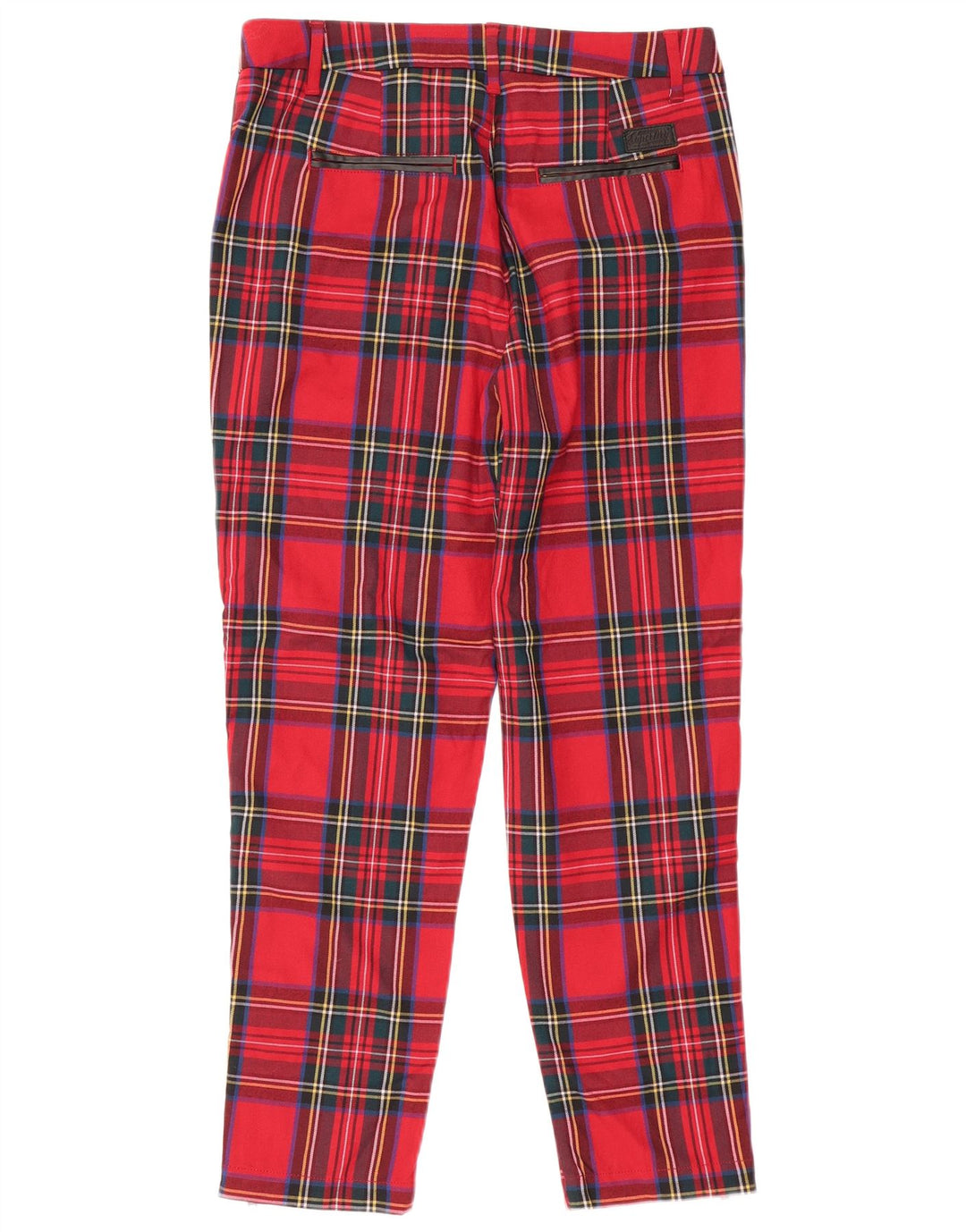 Pantaloni chino da donna a vita alta SUPERDRY UK 12 Medium W30 L26 Plaid rosso