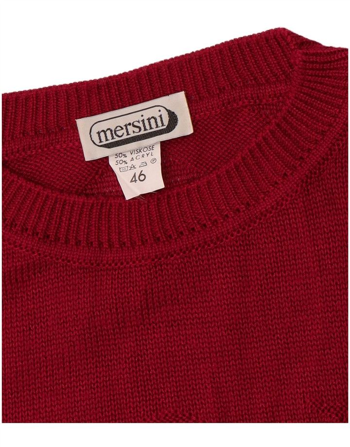 Maglione maglione girocollo oversize da donna vintage IT 46 Grande Chevron rosso
