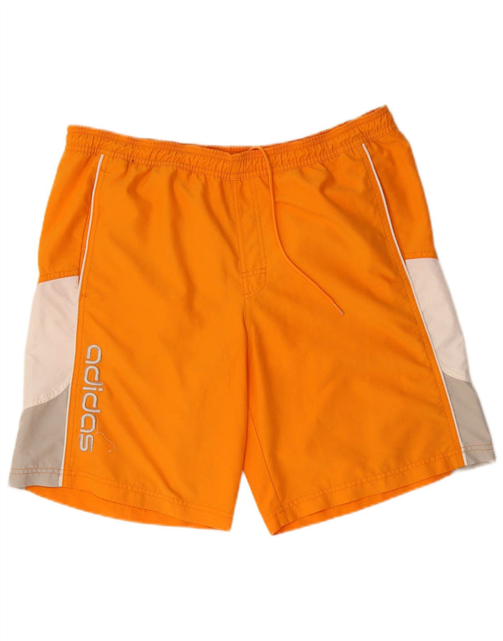 Pantaloncini da bagno grafici da uomo ADIDAS grandi in poliestere color block arancione