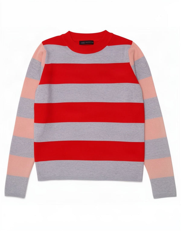 Top a maniche lunghe da donna Marks & Spencer UK 10 piccolo a righe multicolore