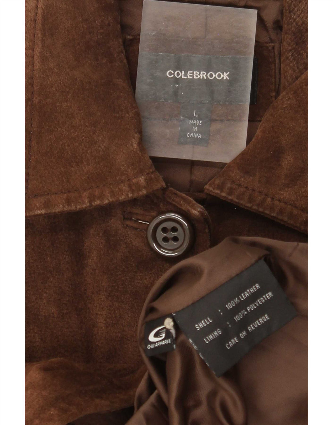 Soprabito in pelle scamosciata da donna Colebrook UK 14 grande in pelle marrone