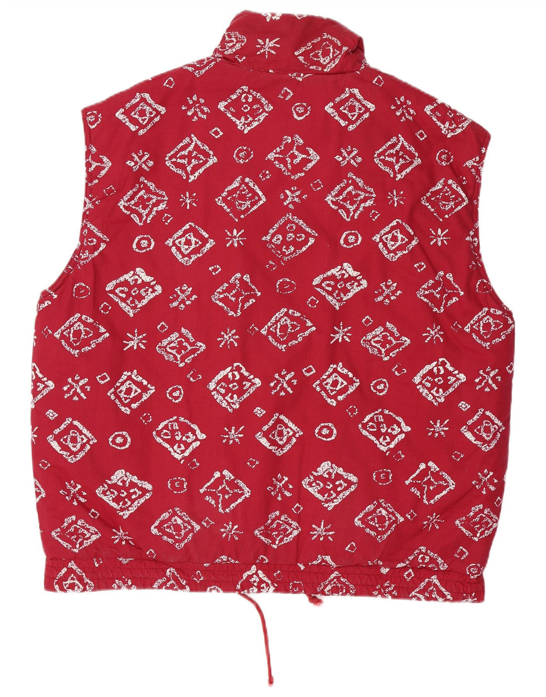 VINTAGE Mens Abstract Pattern Gilet UK 42 XL Red