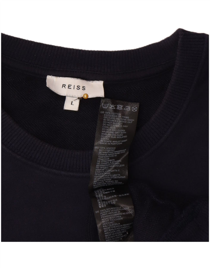 Felpa grafica da uomo Reiss Maglione grande in cotone blu navy