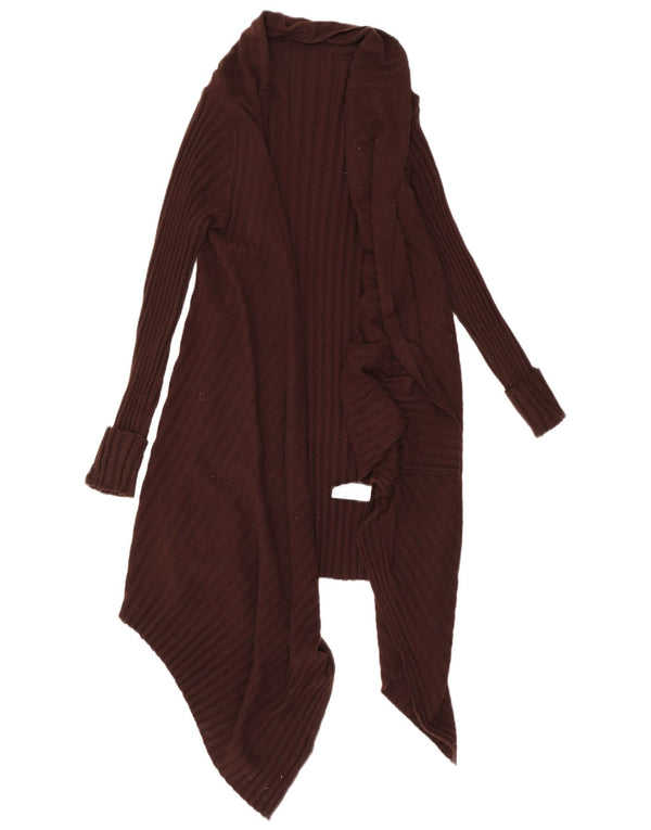 Maglione cardigan asimmetrico da donna Marks & Spencer UK 8/10 piccolo marrone
