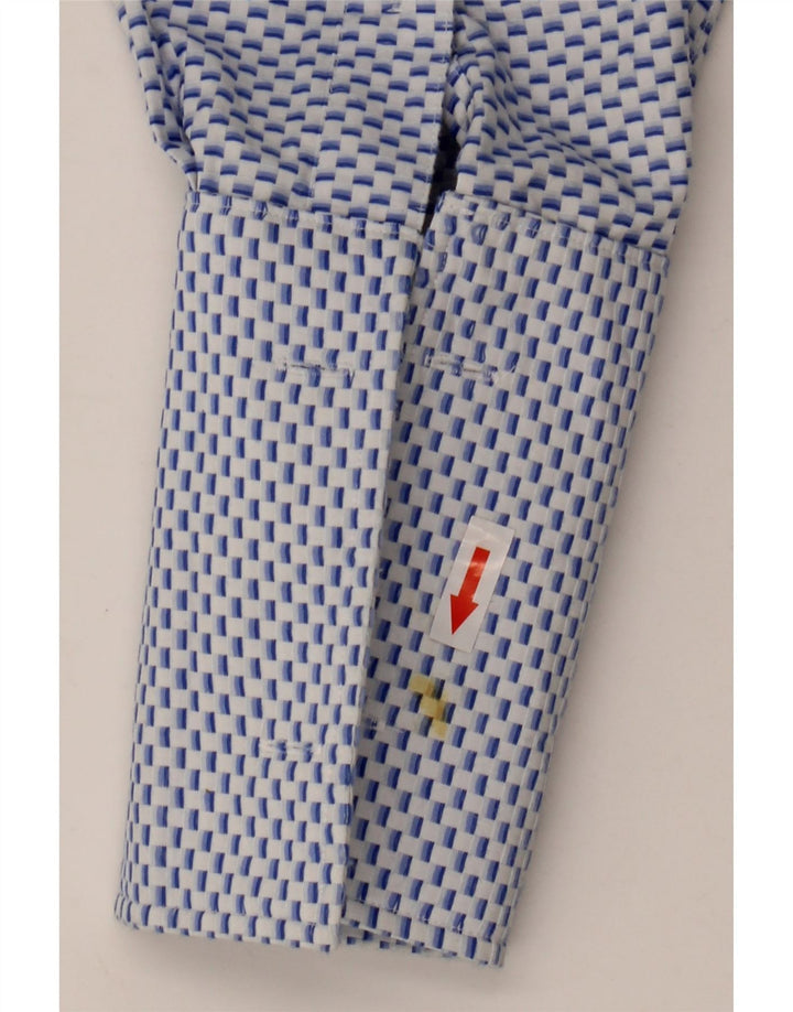Camicia formale da uomo Yves Saint Laurent in cotone geometrico blu medio