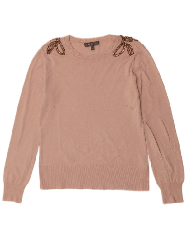 Maglione da donna con scollo a barca Oasis UK 10 piccolo in viscosa rosa