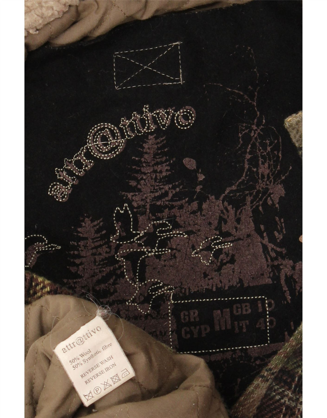 Montgomery vintage da donna oversize con cappuccio UK 10 piccolo in lana a quadri kaki