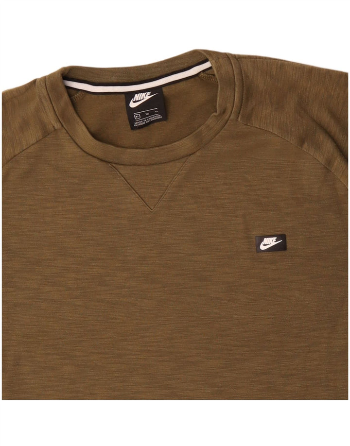 Felpa da uomo NIKE maglione XL in cotone screziato kaki