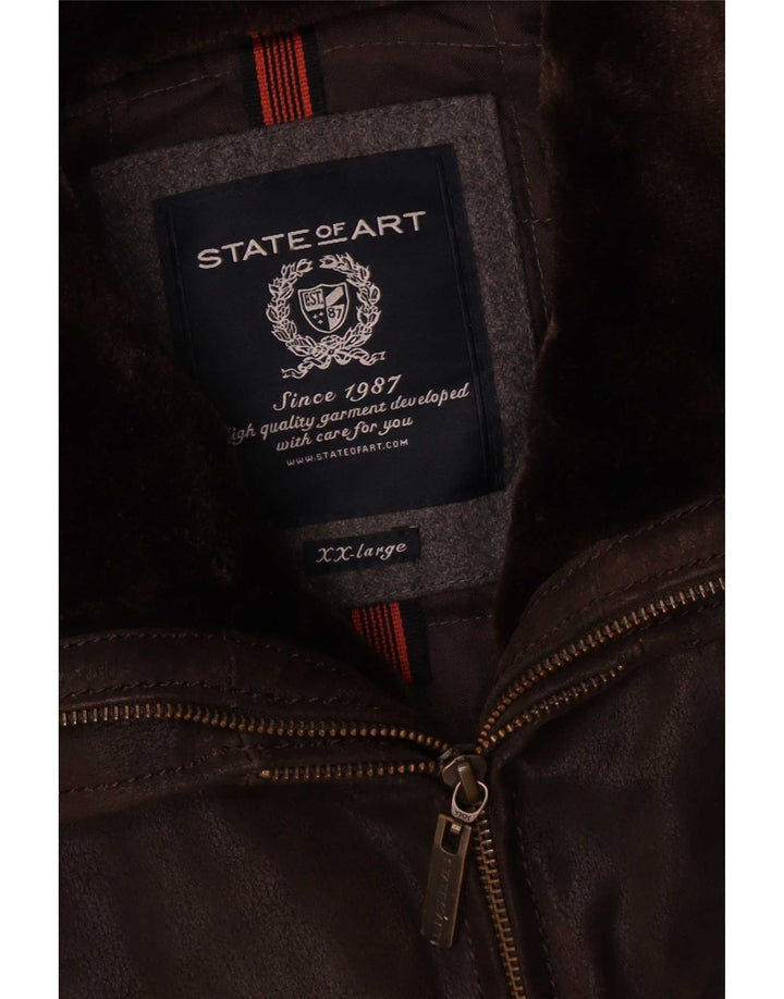 Giacca in pelle da uomo State of Art UK 44 2XL Marrone