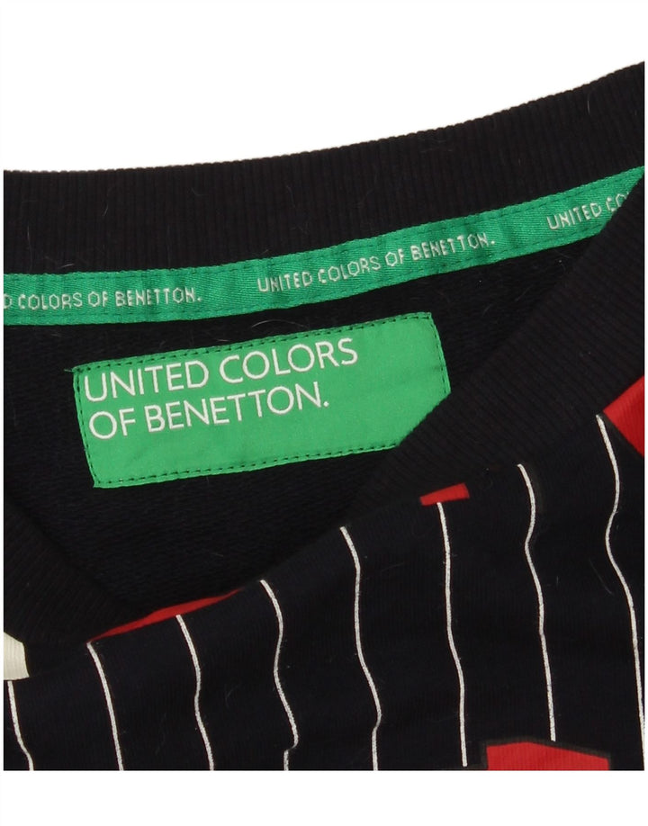 Felpa grafica da donna Benetton UK 14 Medium Navy Blue Striped
