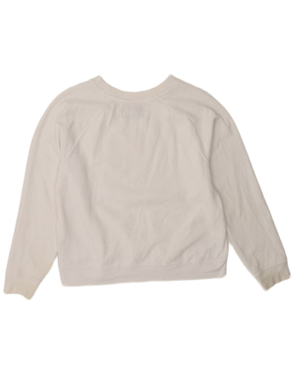 Felpa grafica da donna Calvin Klein Jeans Maglione UK 16 Large Bianco
