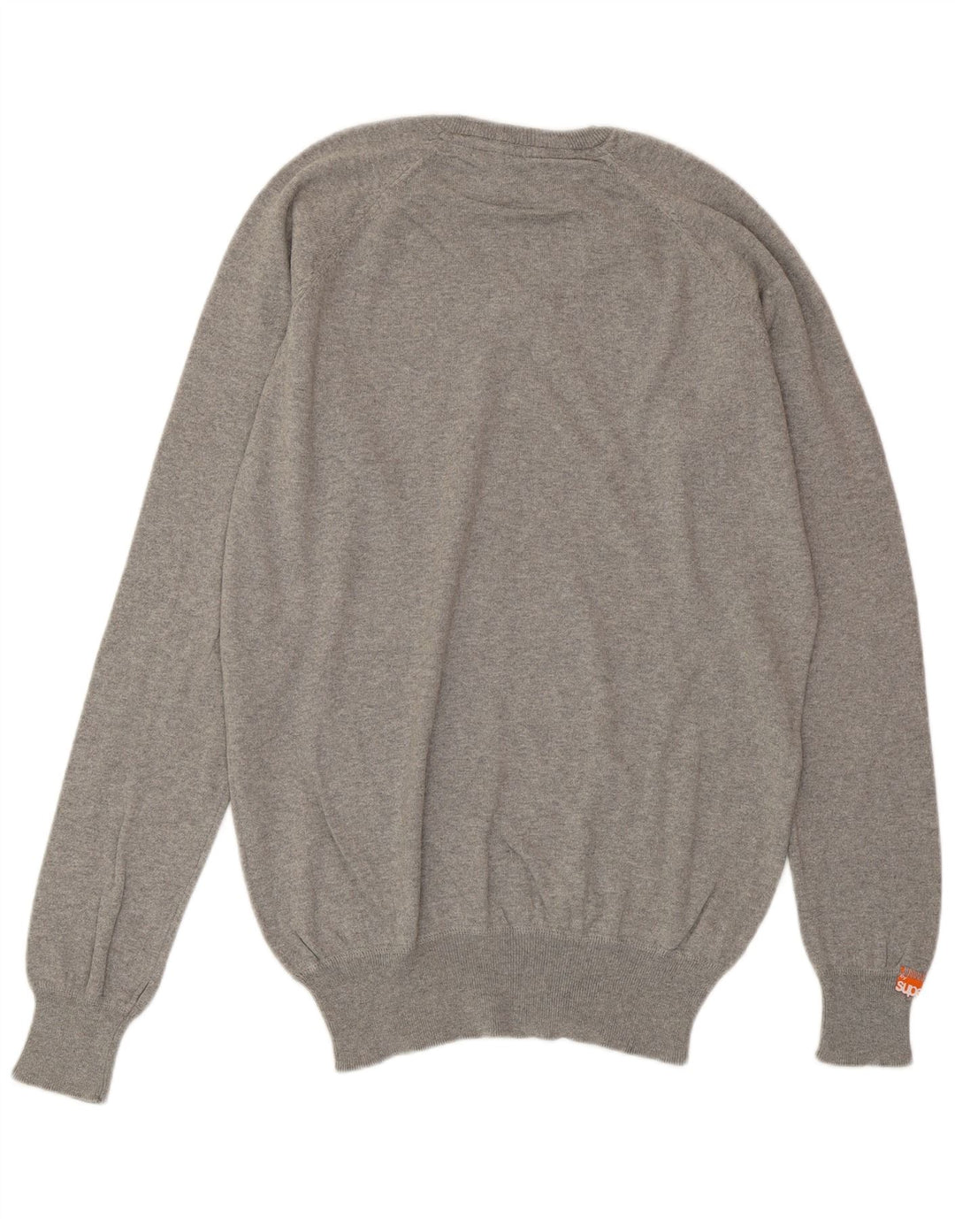 Maglione da uomo con scollo a V SUPERDRY in cotone grigio medio