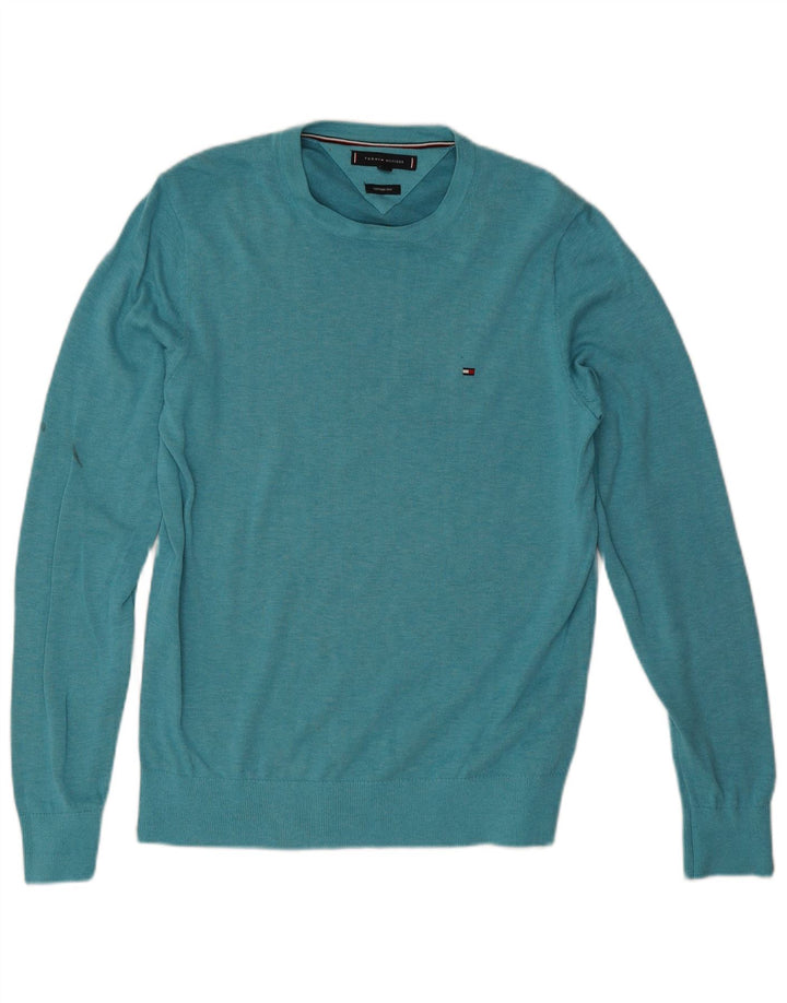 Maglione maglione girocollo da uomo Tommy Hilfiger cotone medio turchese