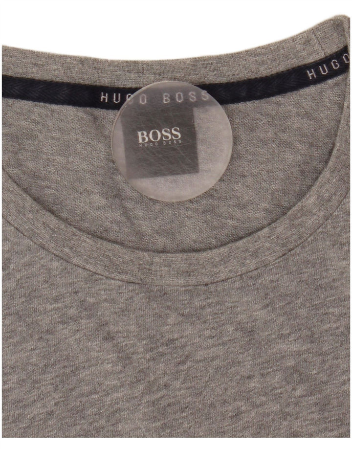 Hugo Boss Top grafico da uomo a maniche lunghe in cotone chiazzato grigio medio