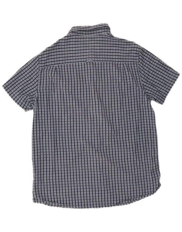 Camicia a maniche corte da uomo Mountain Warehouse Large in cotone a quadri blu navy