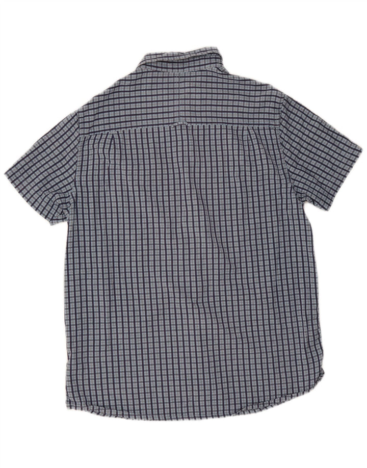 Camicia a maniche corte da uomo Mountain Warehouse Large in cotone a quadri blu navy