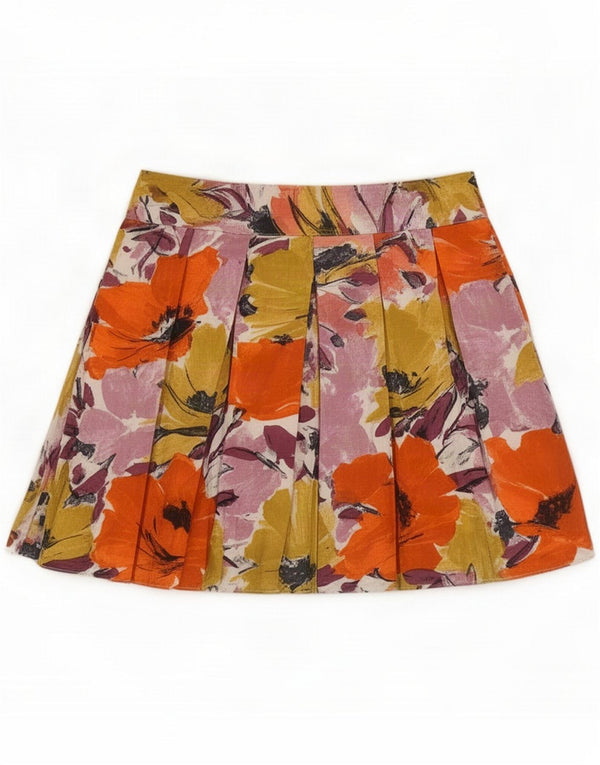 Pantaloncini vintage a gamba larga da donna a vita alta XS W25 multicolore floreale