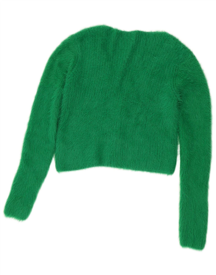 Maglione cardigan corto da donna Zara UK 12 nylon verde medio