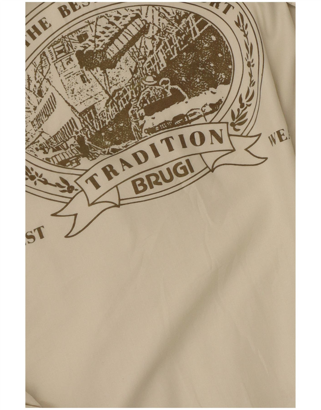 Giacca a vento con cappuccio grafica da uomo Brugi UK 40 Large Beige