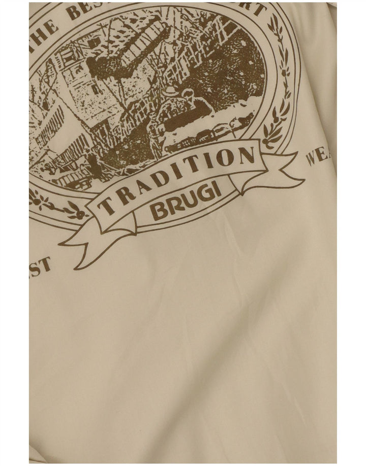 Giacca a vento con cappuccio grafica da uomo Brugi UK 40 Large Beige
