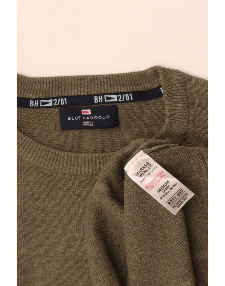 Maglione maglione girocollo da uomo Marks & Spencer blu Harbour medio kaki
