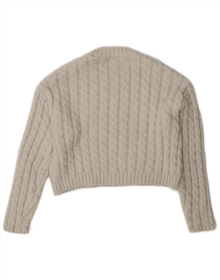 Maglione corto girocollo per ragazze Zara 13-14 anni poliestere bianco