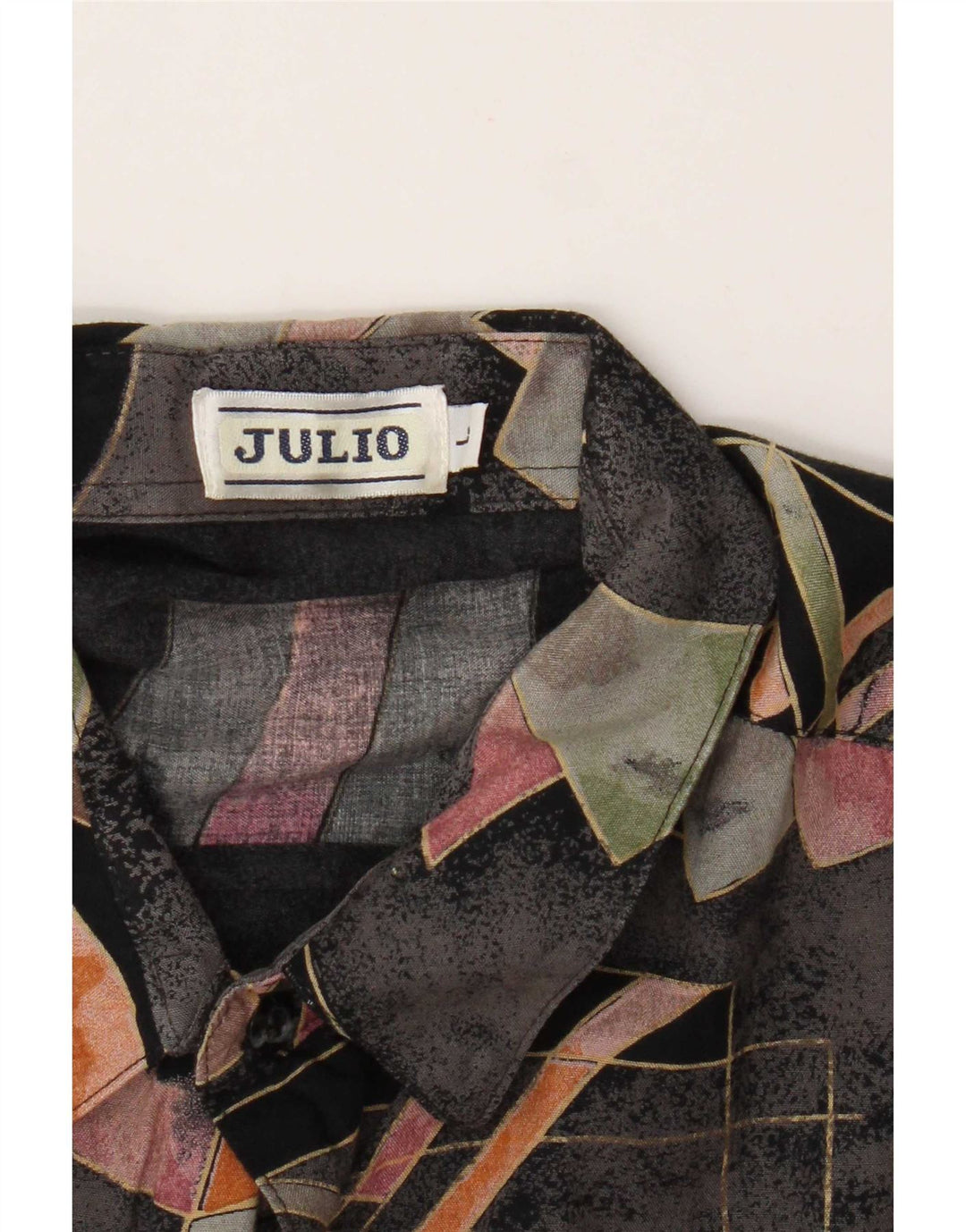 Camicia vintage da uomo a maniche corte grande geometrica multicolore