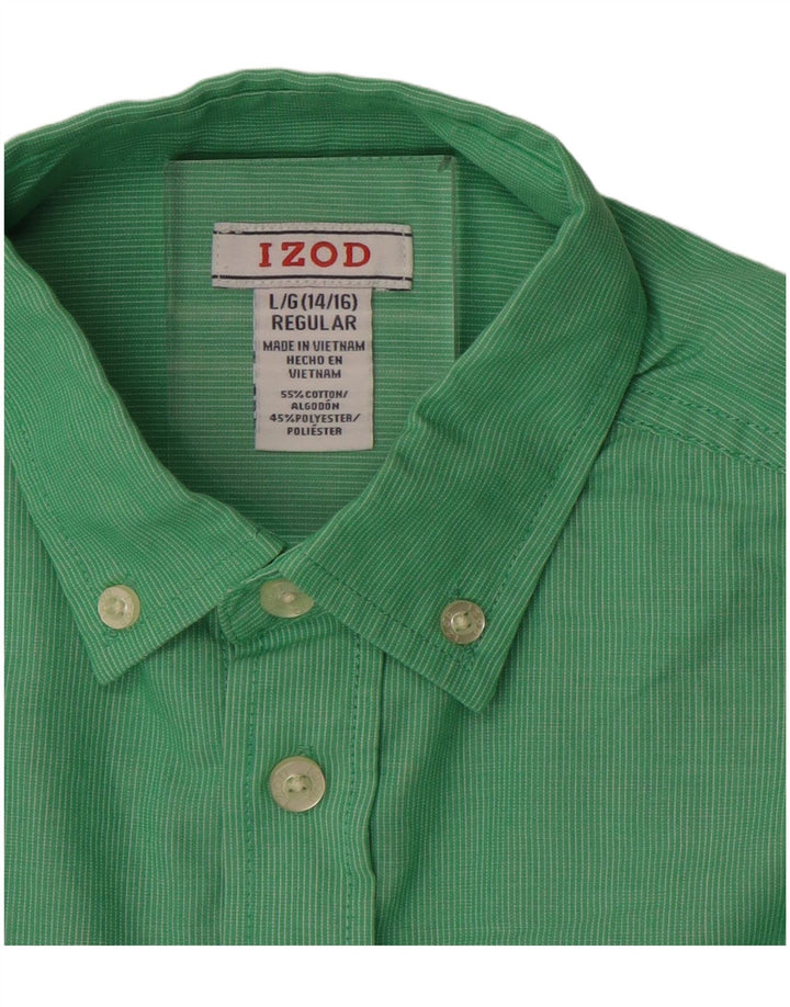 Camicia Izod Regular da Ragazzo 14-15 Anni Grande Cotone Gessato Verde