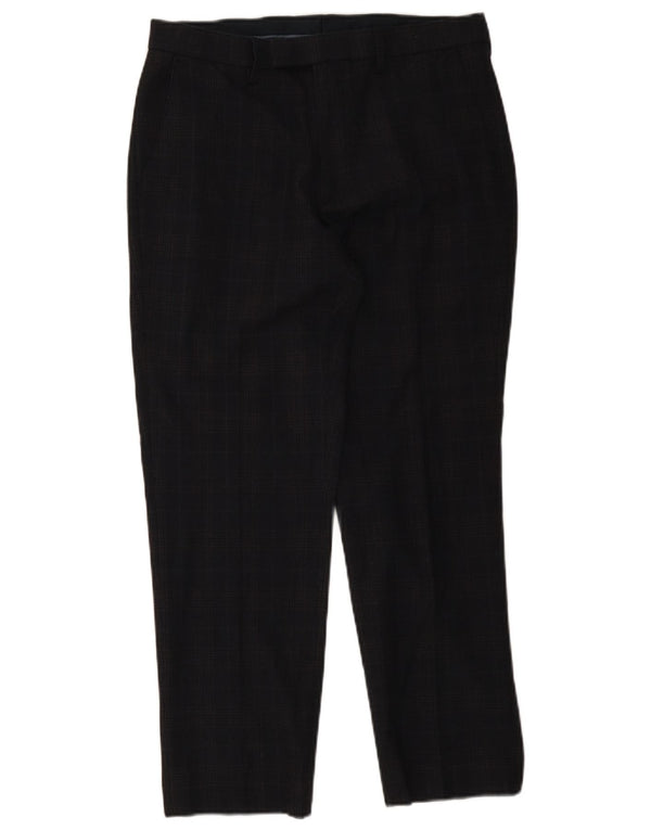 Pantaloni da abito vestibilità regolare da uomo Marks & Spencer W32 L29 blu navy a quadri